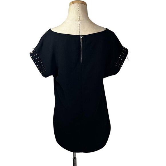 Forever 21 blouse women's S black studded short sleeve - Picture 8 of 8
